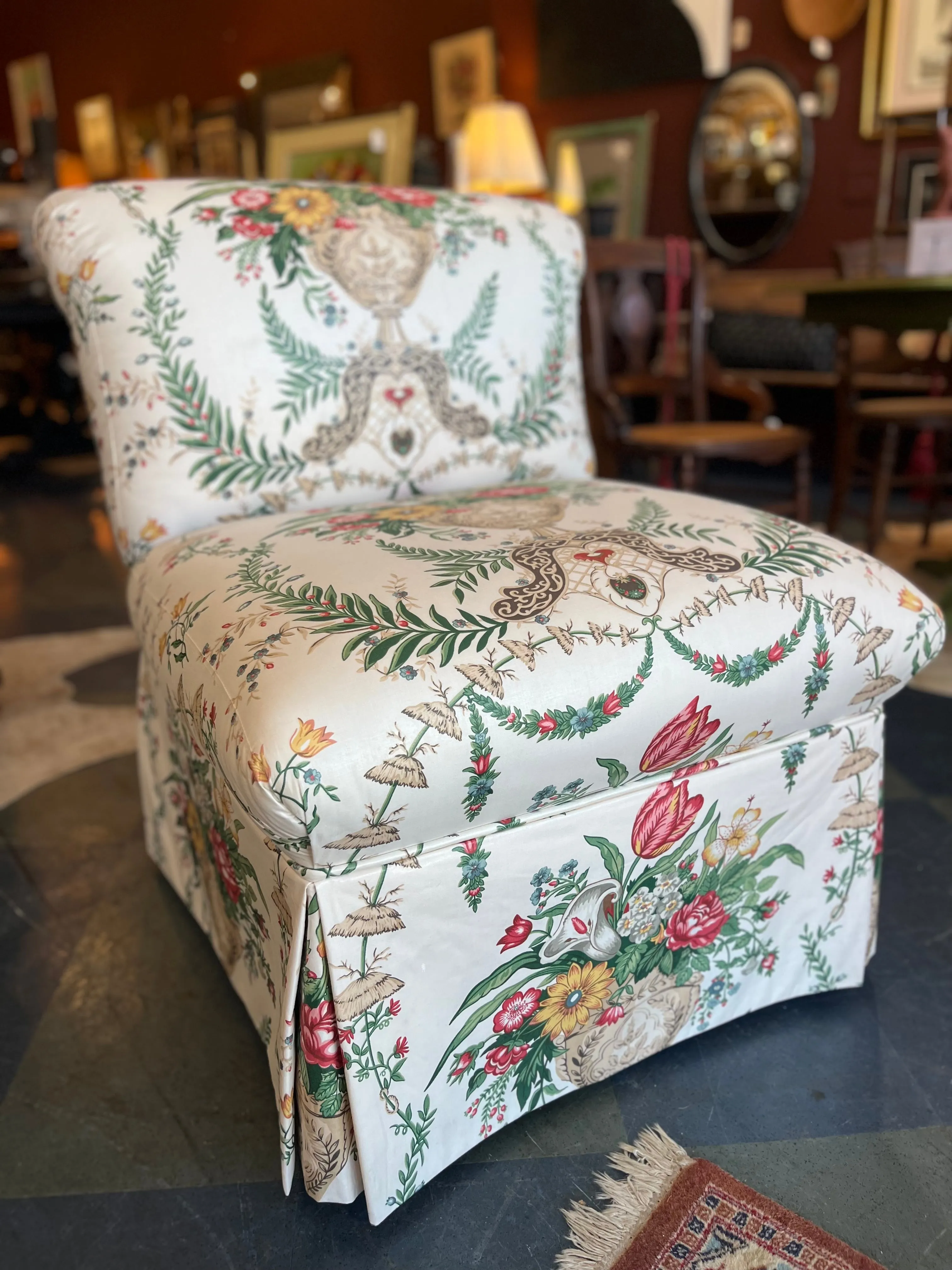 Vintage Floral Style Slipper Chair