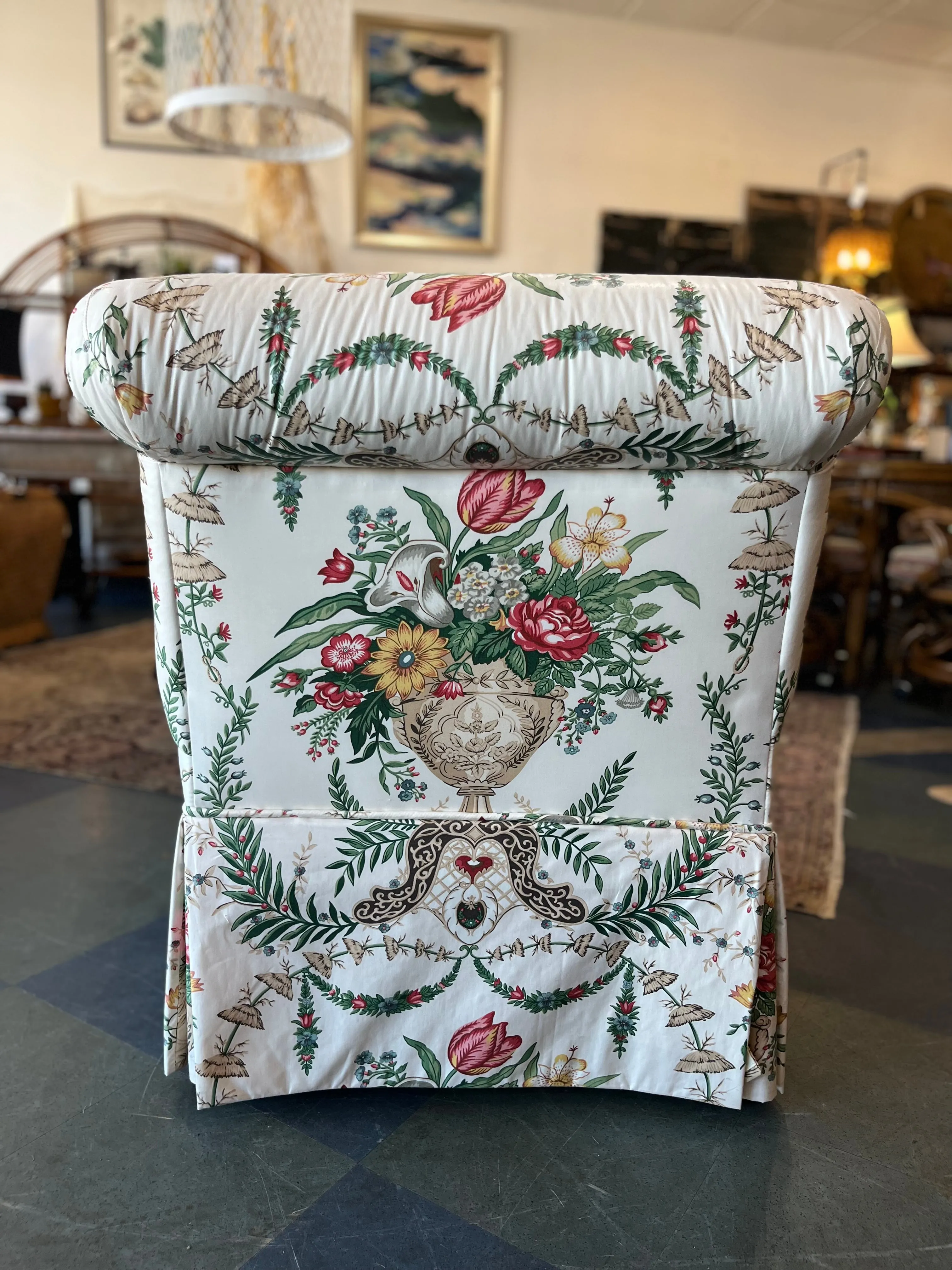 Vintage Floral Style Slipper Chair