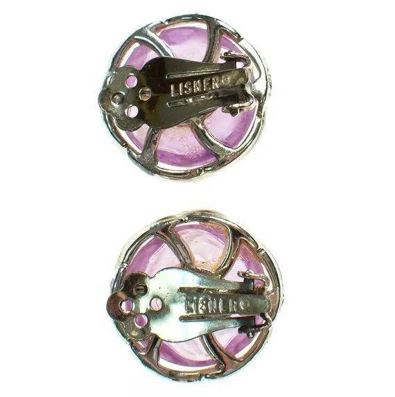 Vintage Lisner Pastel Purple Lucite Earrings, Clip on
