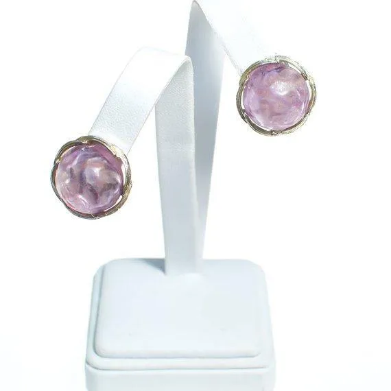 Vintage Lisner Pastel Purple Lucite Earrings, Clip on