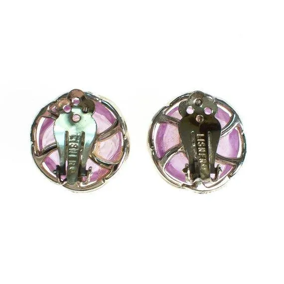 Vintage Lisner Pastel Purple Lucite Earrings, Clip on