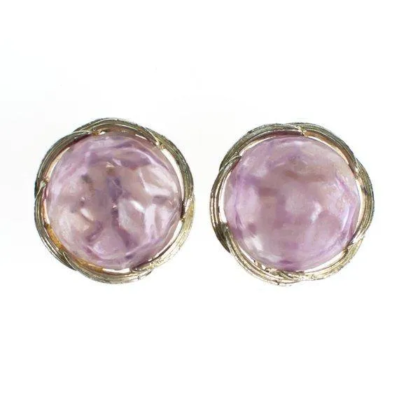 Vintage Lisner Pastel Purple Lucite Earrings, Clip on