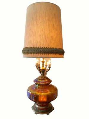 Vintage Mid Century Large Amber Carnival Lamp
