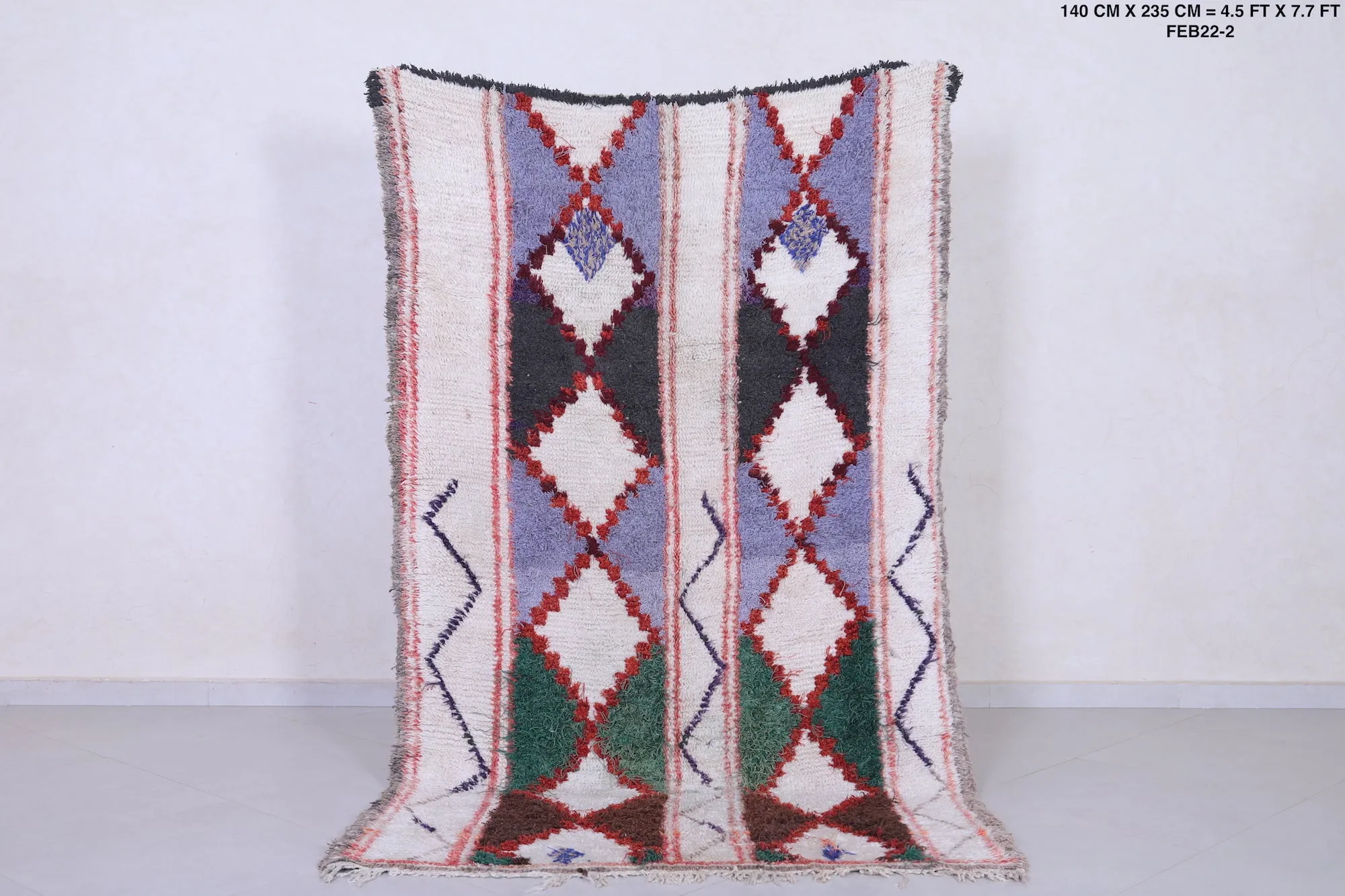 Vintage Moroccan Rug - Handwoven Wool 4.5 x 7.7 Feet