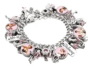 Vintage Pinups Charm Bracelet Pink and Black