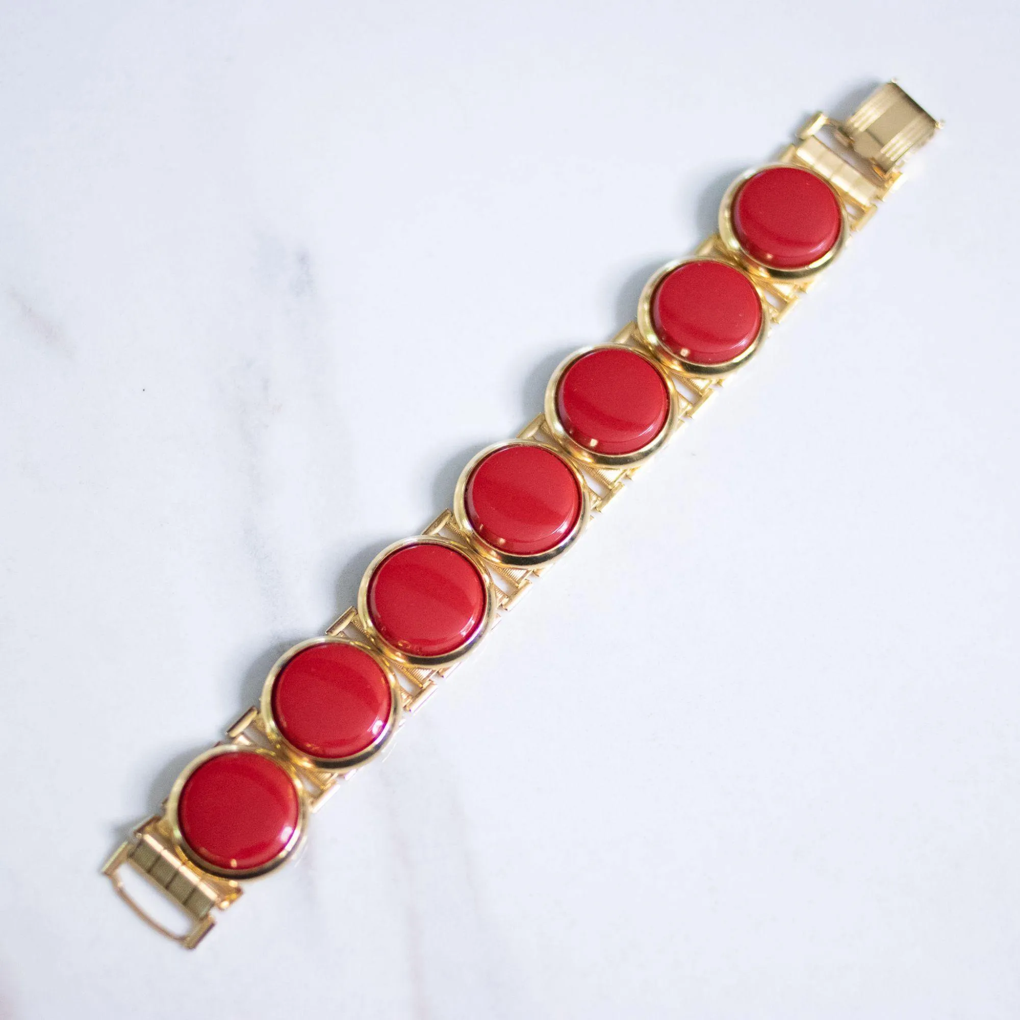 Vintage Retro Red Disc Bracelet