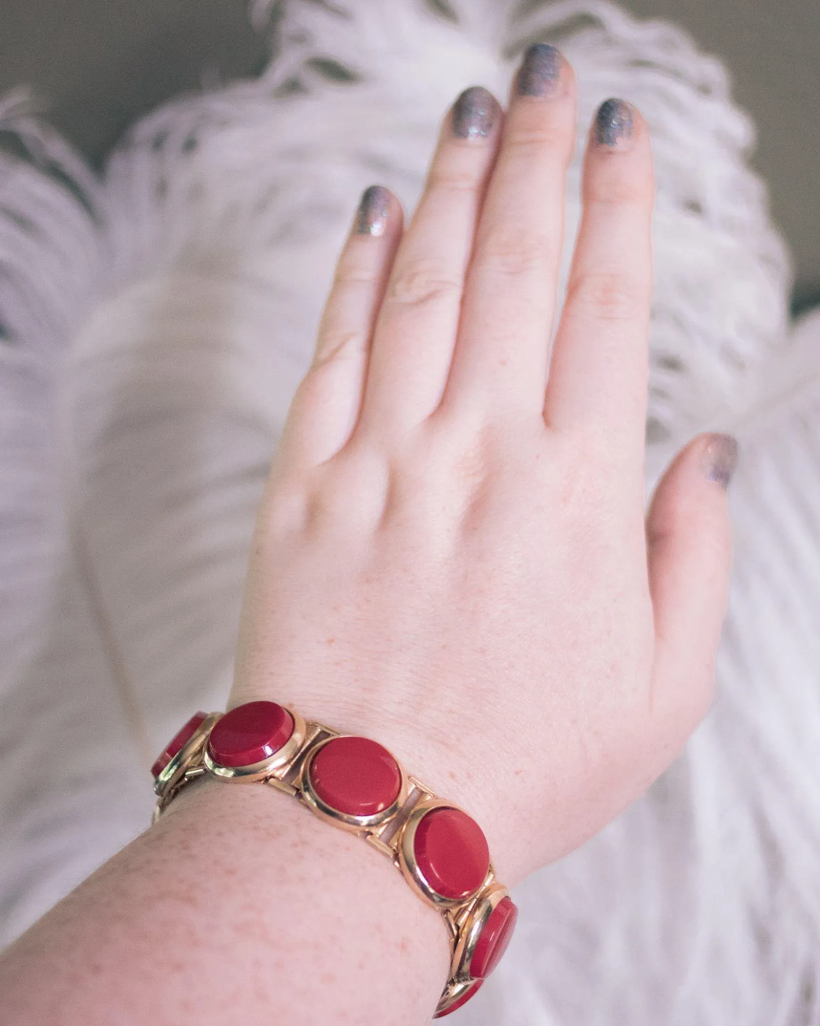 Vintage Retro Red Disc Bracelet