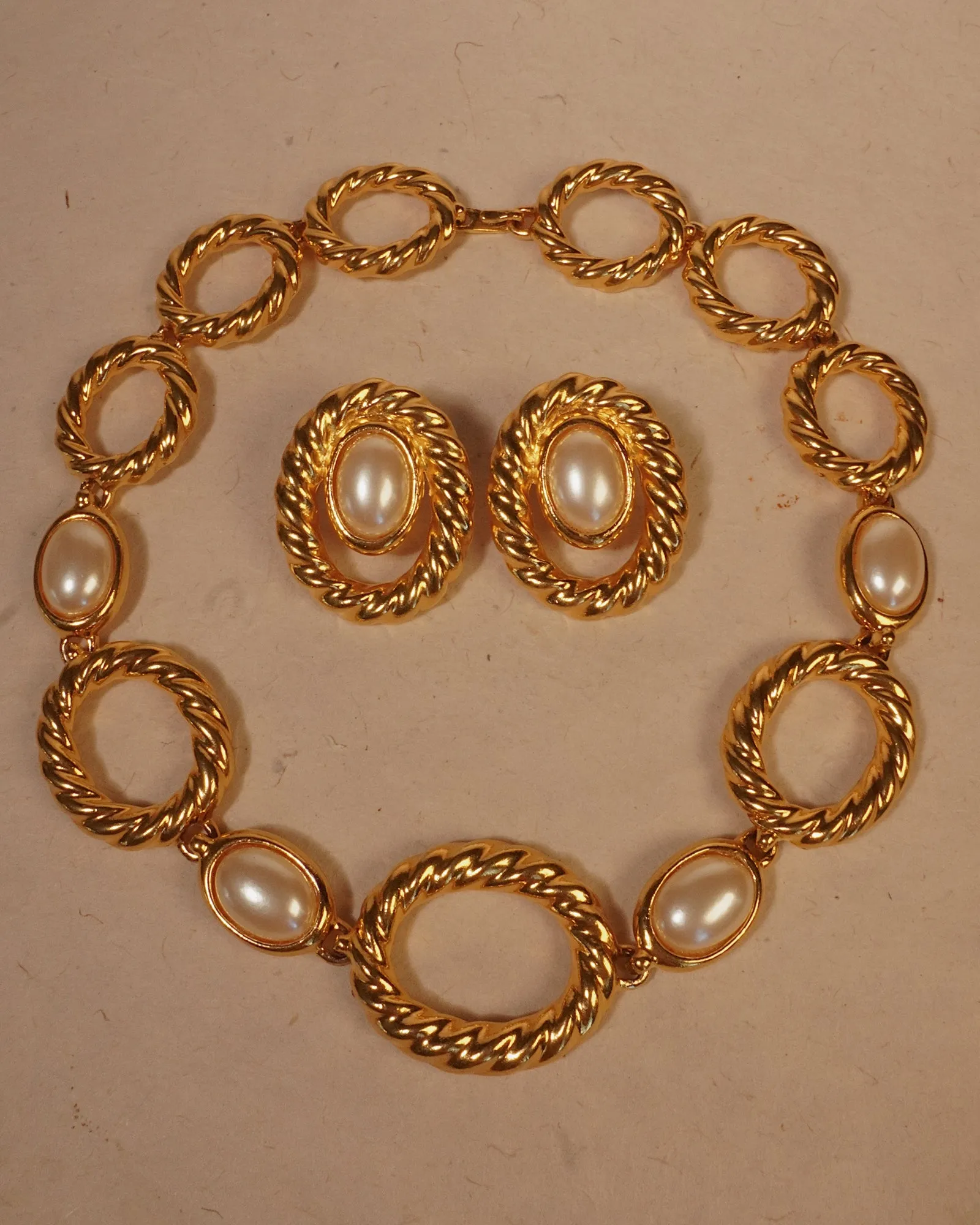 Vintage Rope Link & Pearl Statement Set
