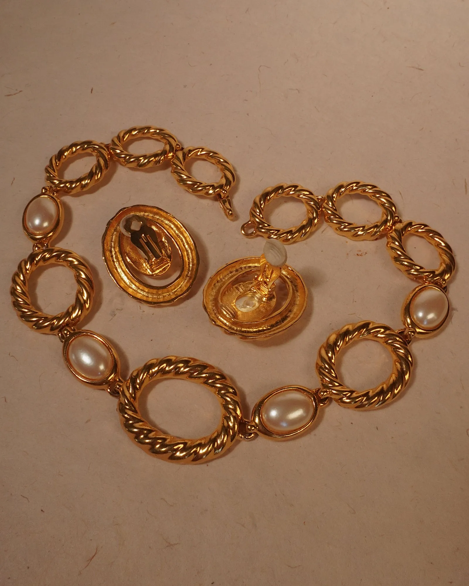Vintage Rope Link & Pearl Statement Set