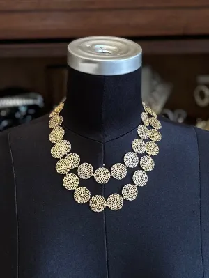 Vintage Signed BEN AMUN by Isaac Manevitz Gold Tone Filigree Floral Circle Chain Necklace 36.75”