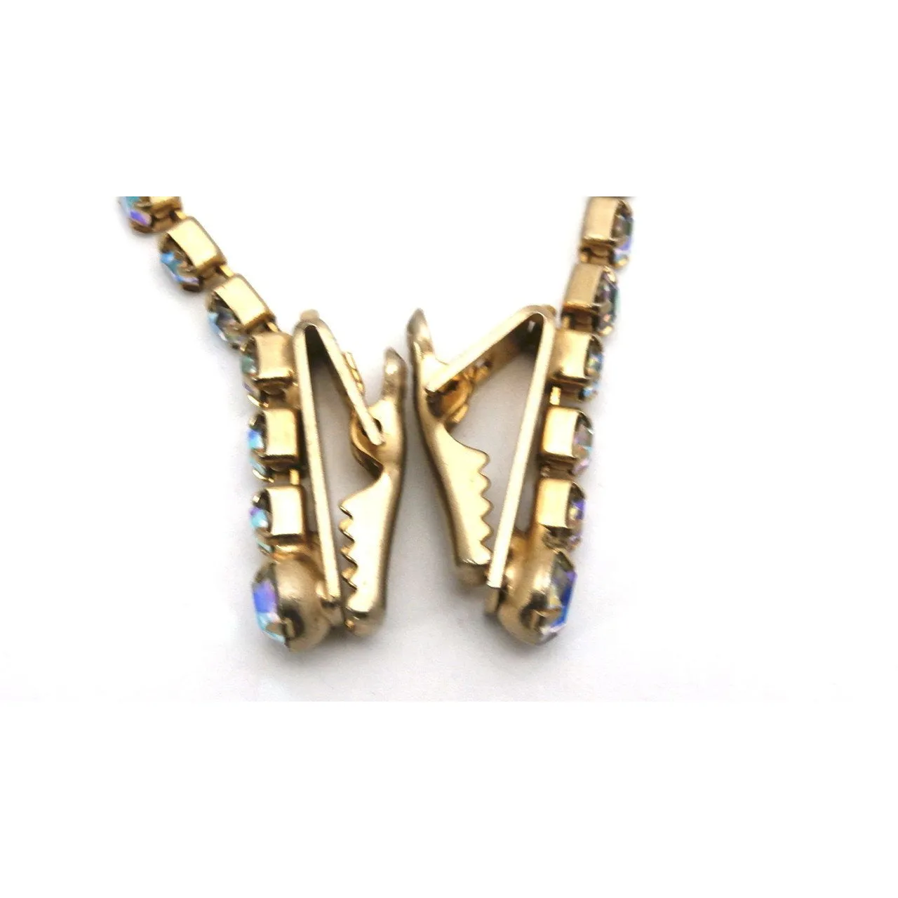 Vintage Sparkly Sweater Clip Aurora Borealis Rhinestones 1950
