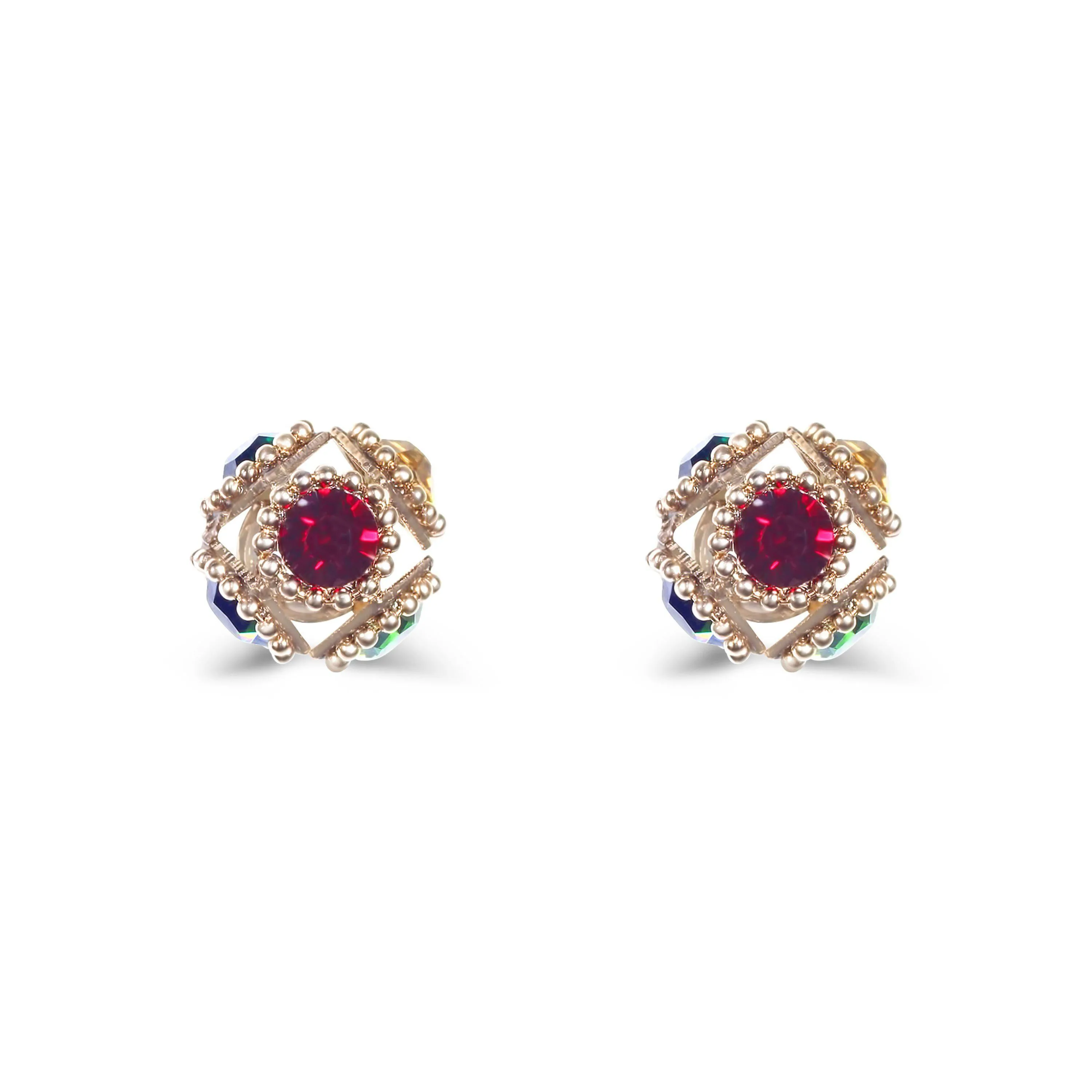 Vintage style round crystal studs