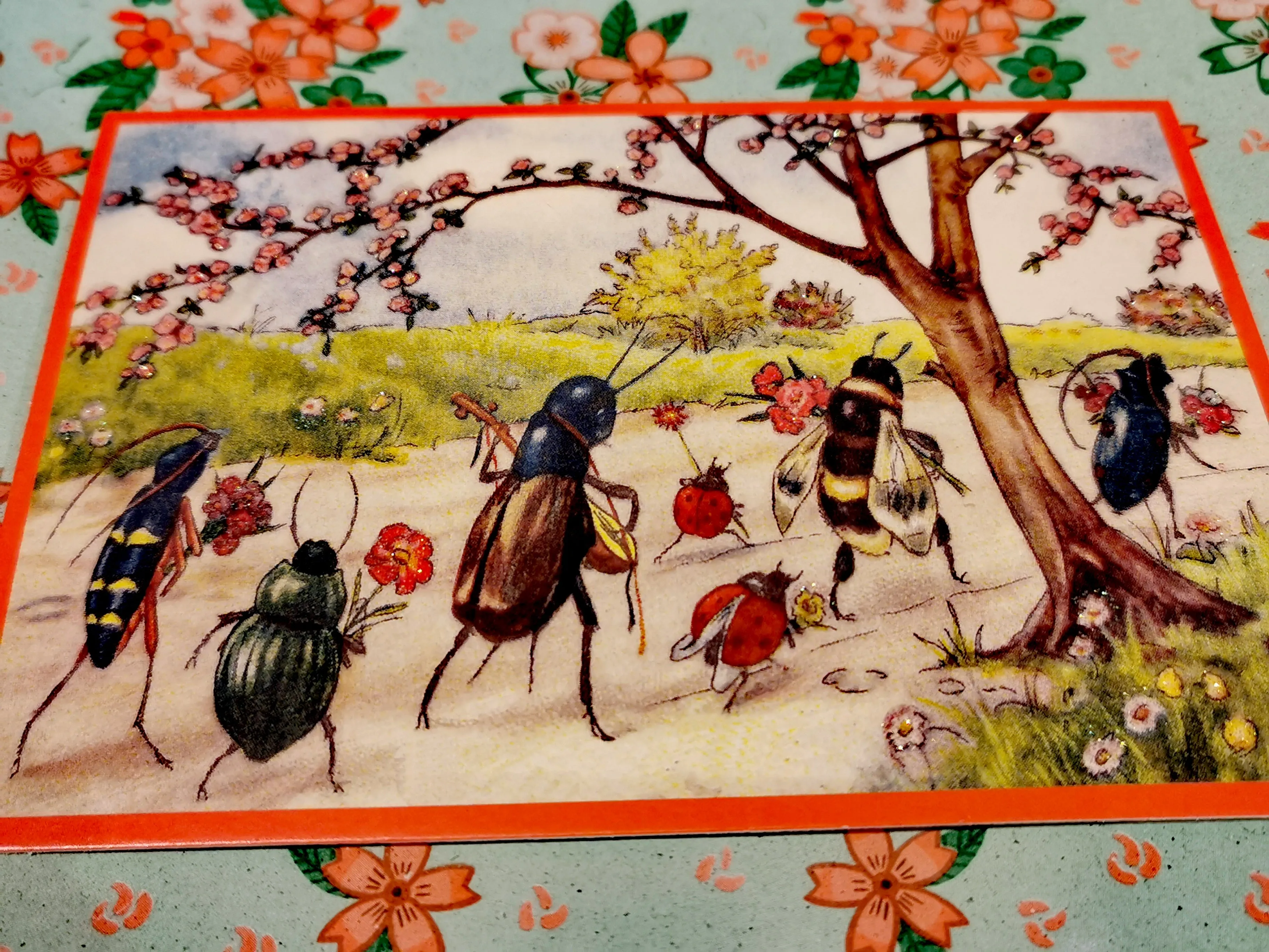 Vintage style spring postcards
