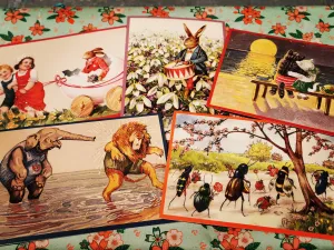 Vintage style spring postcards