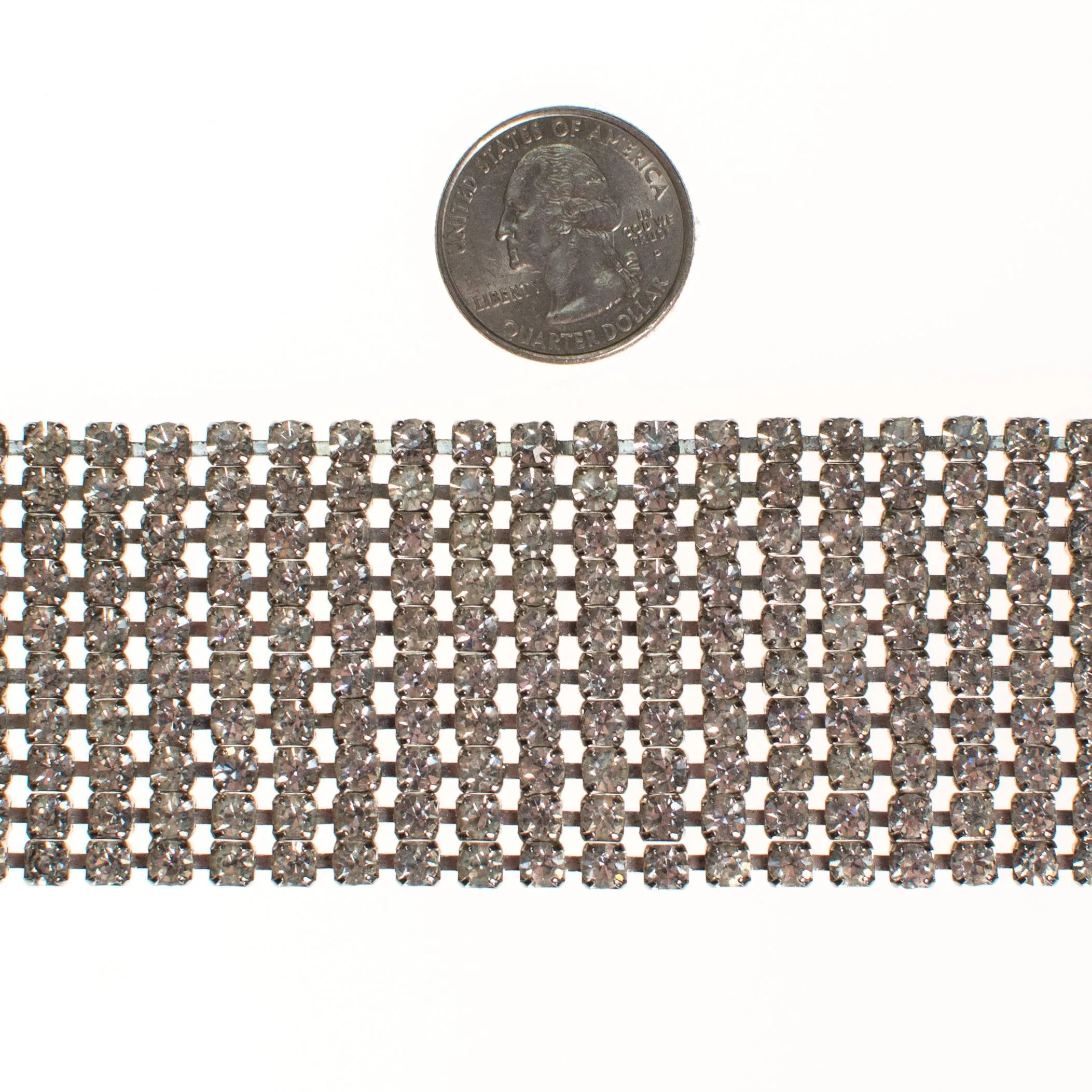 Vintage Wide Rhinestone Bracelet, Art Deco Style
