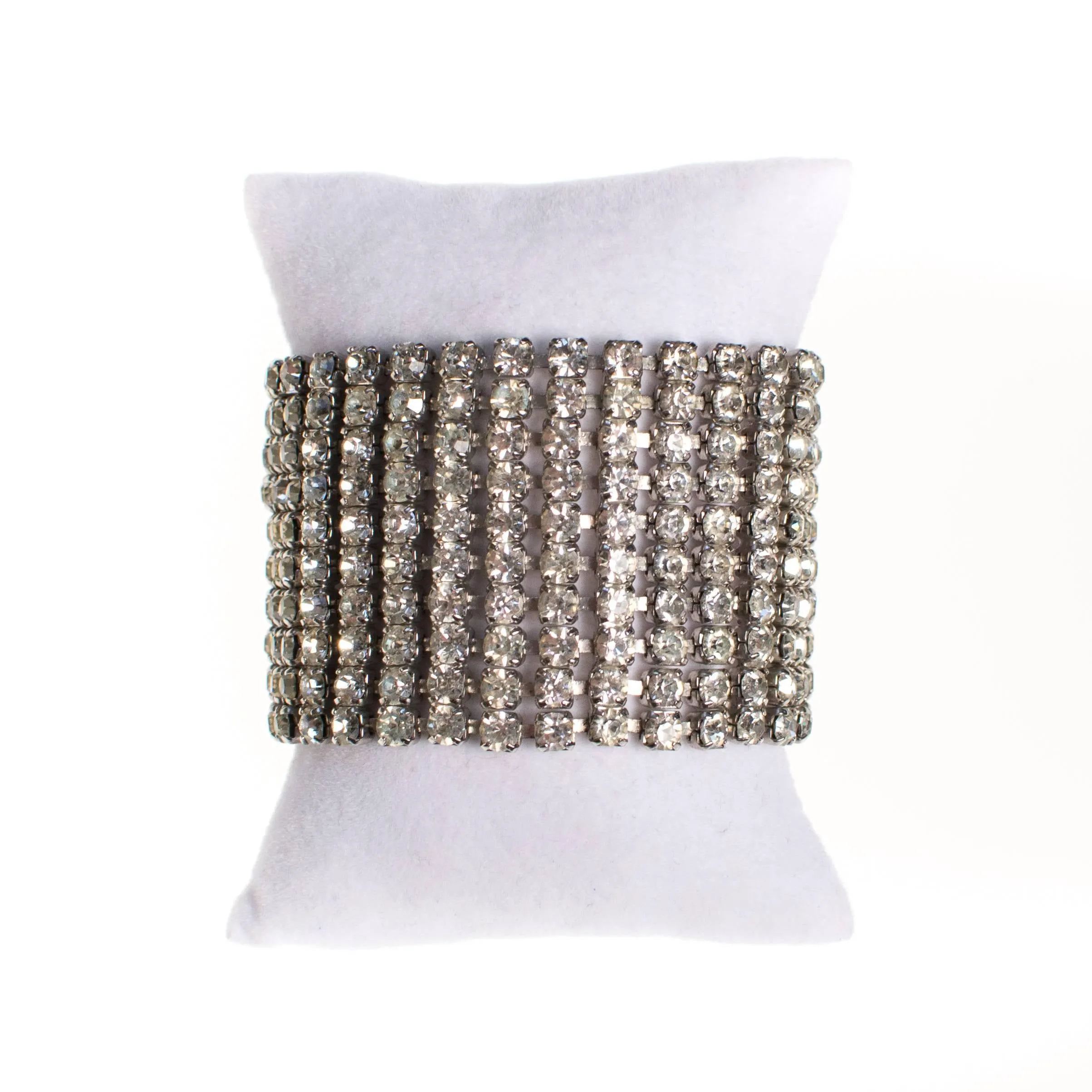 Vintage Wide Rhinestone Bracelet, Art Deco Style