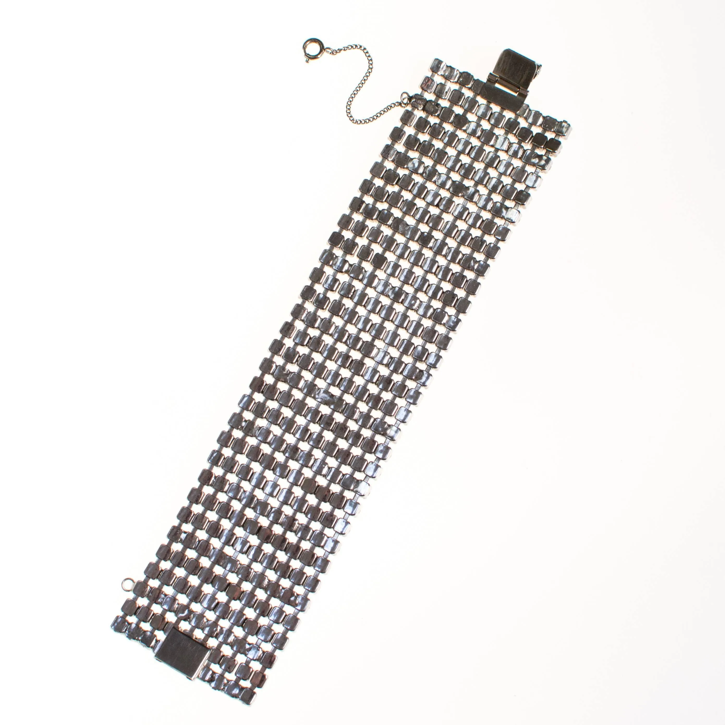 Vintage Wide Rhinestone Bracelet, Art Deco Style