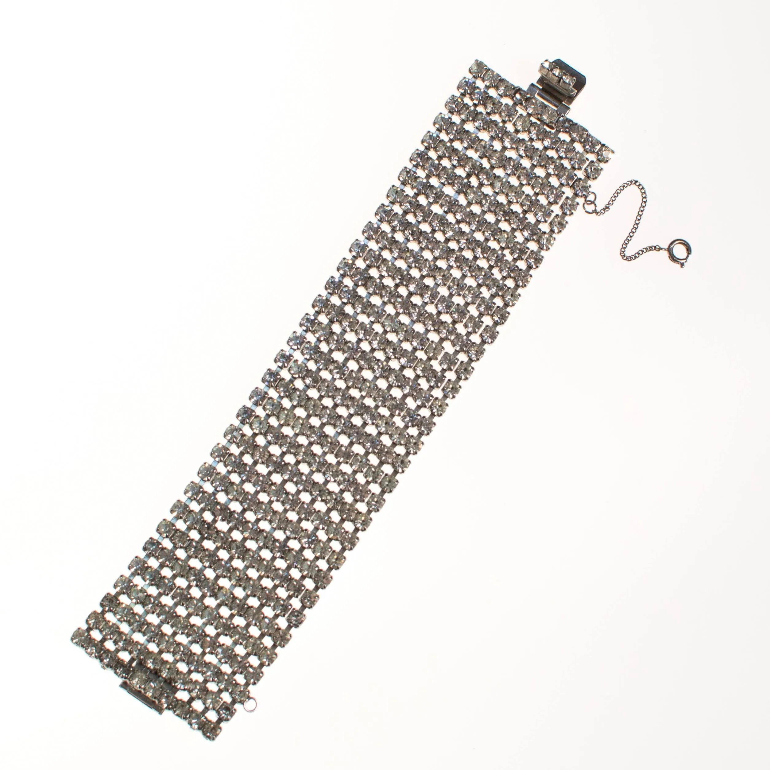Vintage Wide Rhinestone Bracelet, Art Deco Style