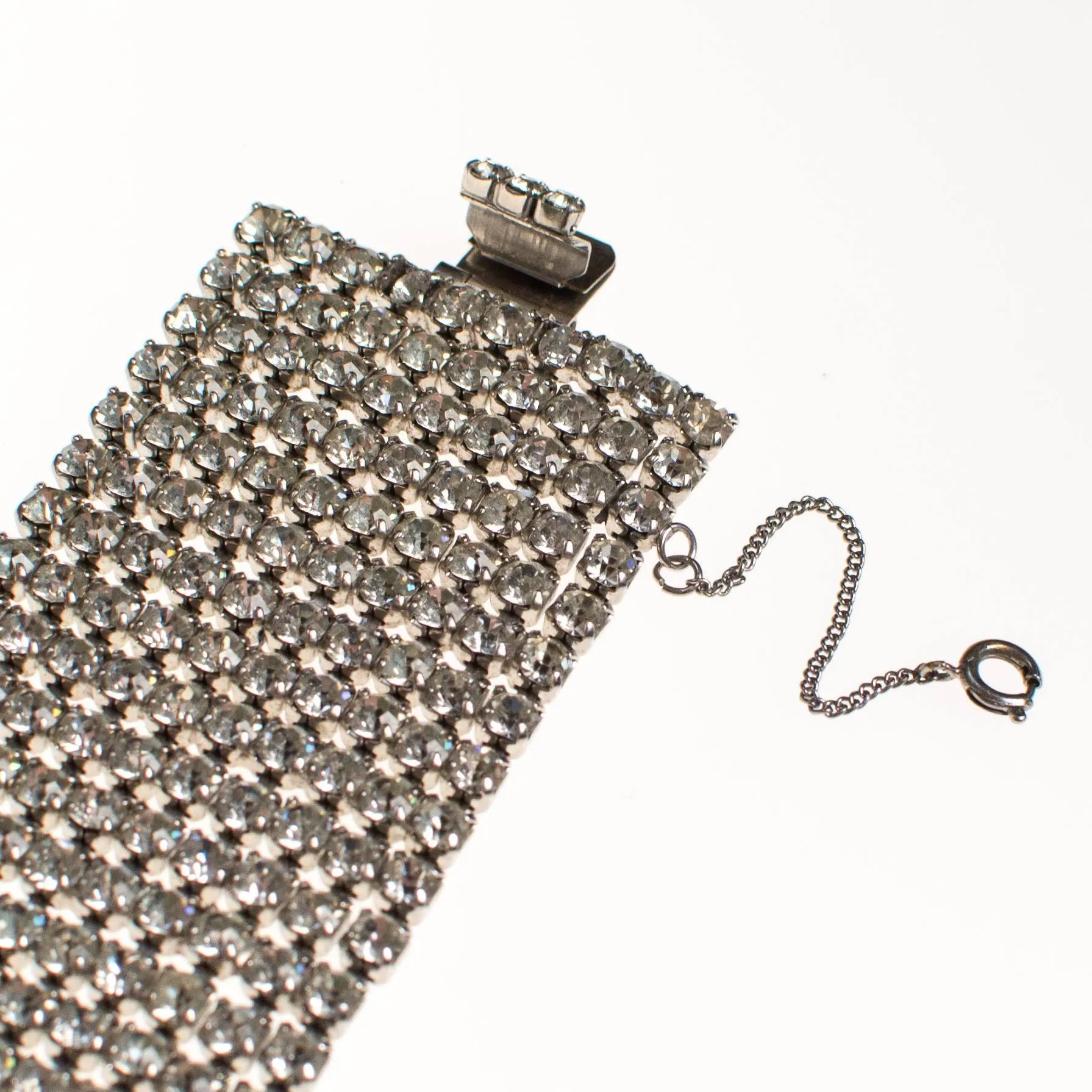Vintage Wide Rhinestone Bracelet, Art Deco Style