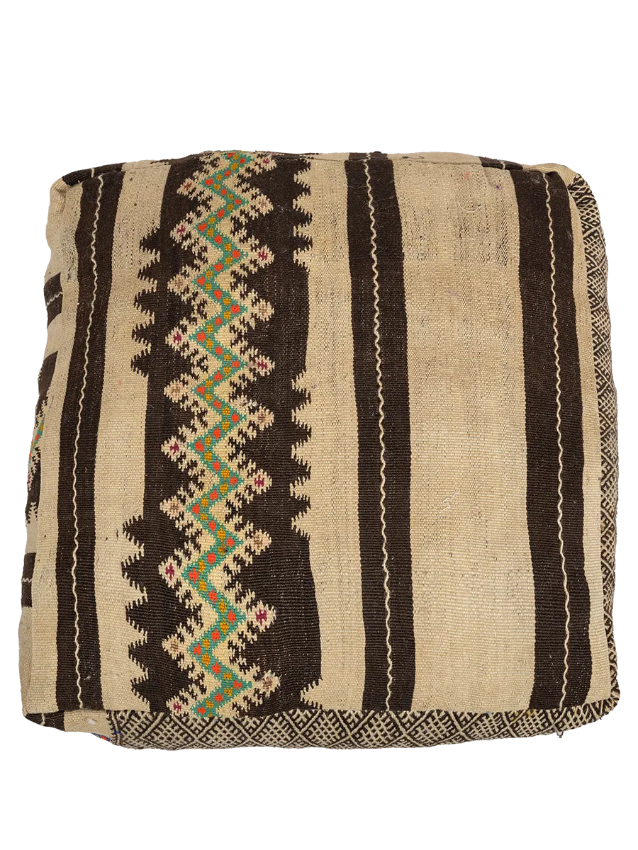 Vintage Zanafi x Hanbel Pouf - Green Zig-Zag