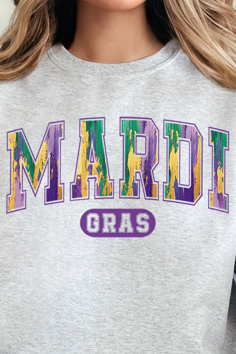 Watercolor Mardi Gras Heavy-weight Crew Sweatshirt