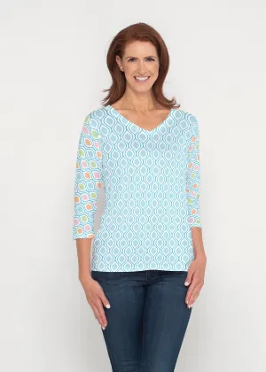 Waves of Sherbet (25072) ~ Signature 3/4 Sleeve V-Neck Top