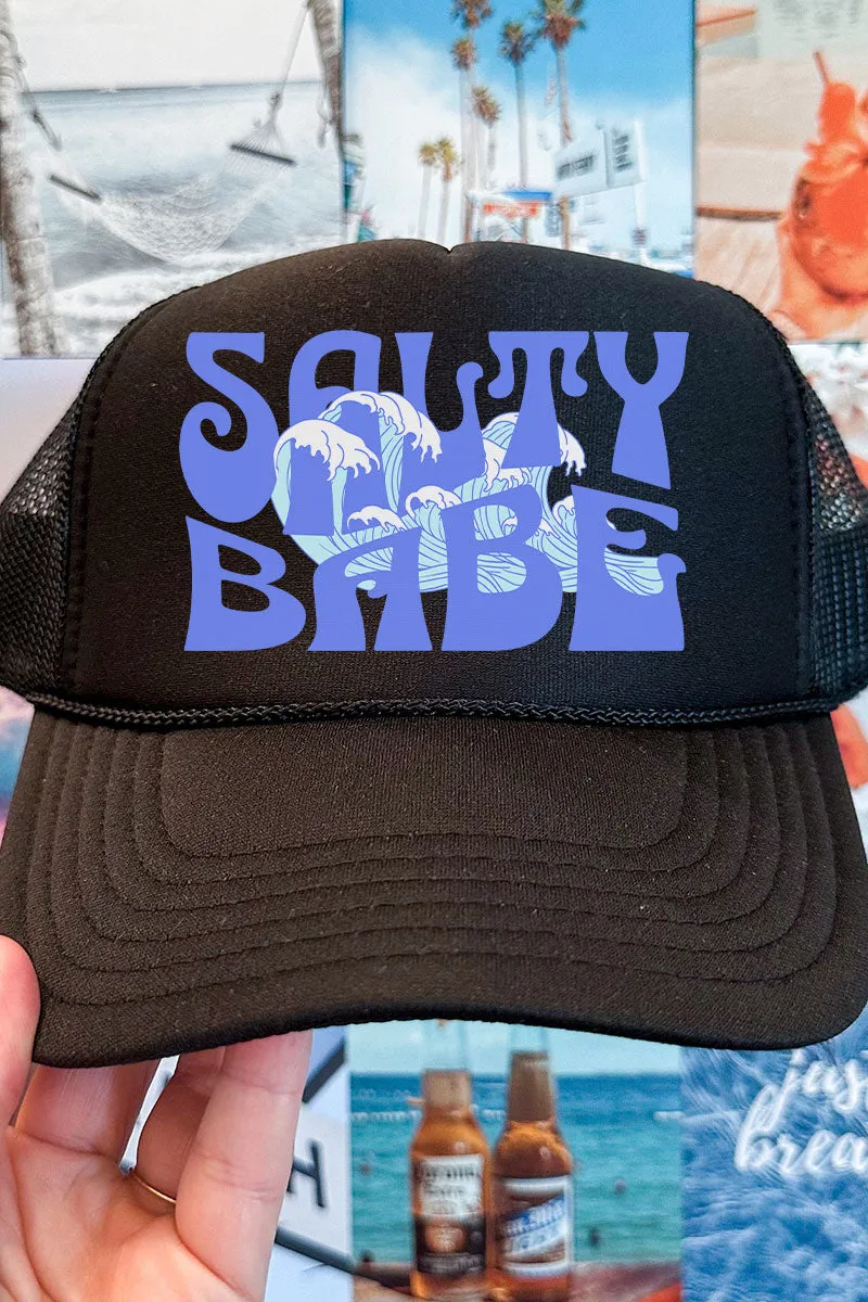 Wavy Salty Babe Otto Black Foam Front Trucker Hat