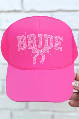 White Lace Bride Otto Neon Pink Foam Front Trucker Hat