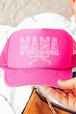 White Lace Mama Otto Neon Pink Foam Front Trucker Hat