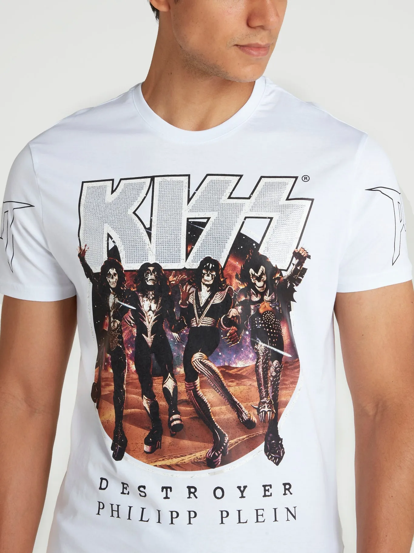 White Studded Graphic T-Shirt