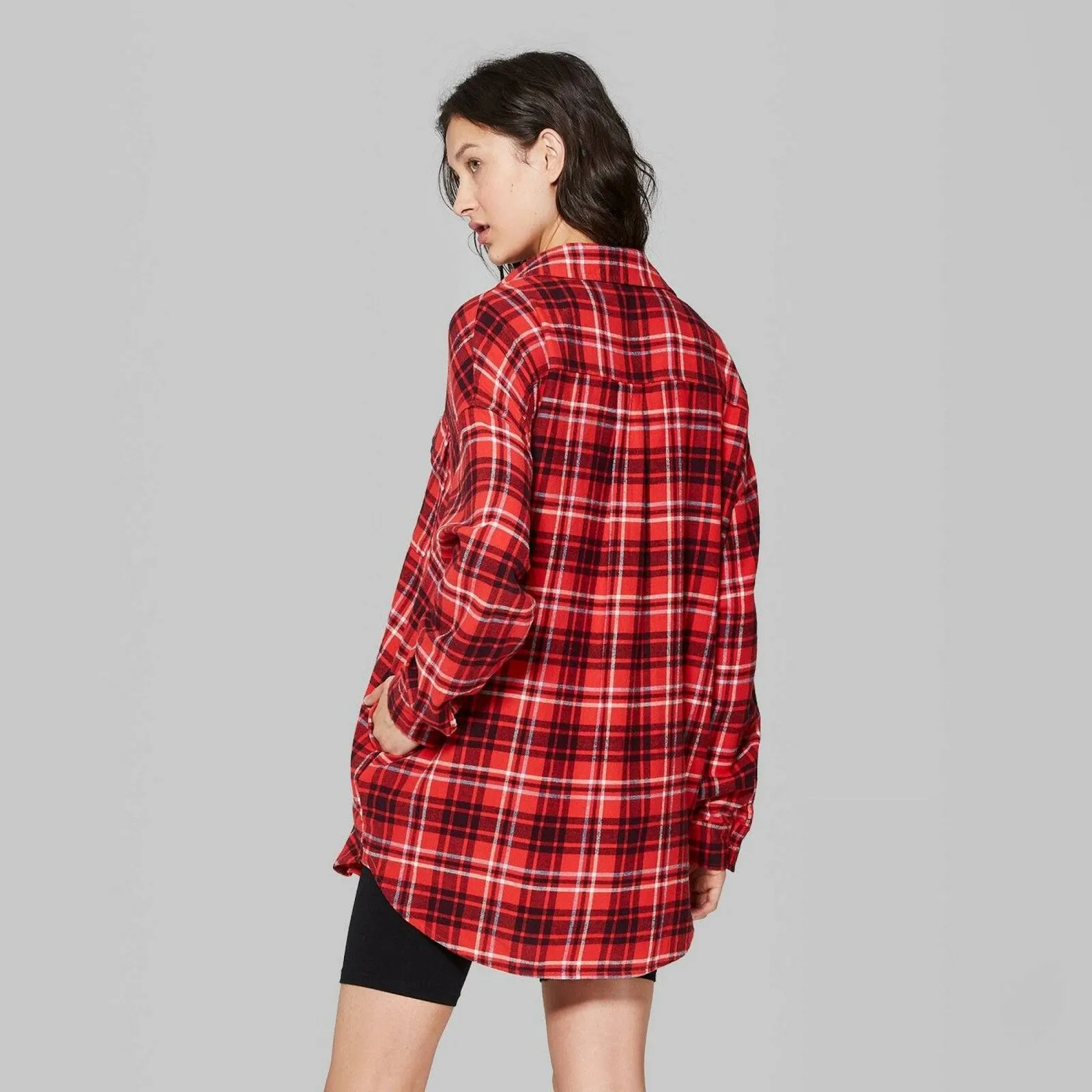 Wild Fable Women's Long Sleeve Oversized Button-Down Flannel Shirt