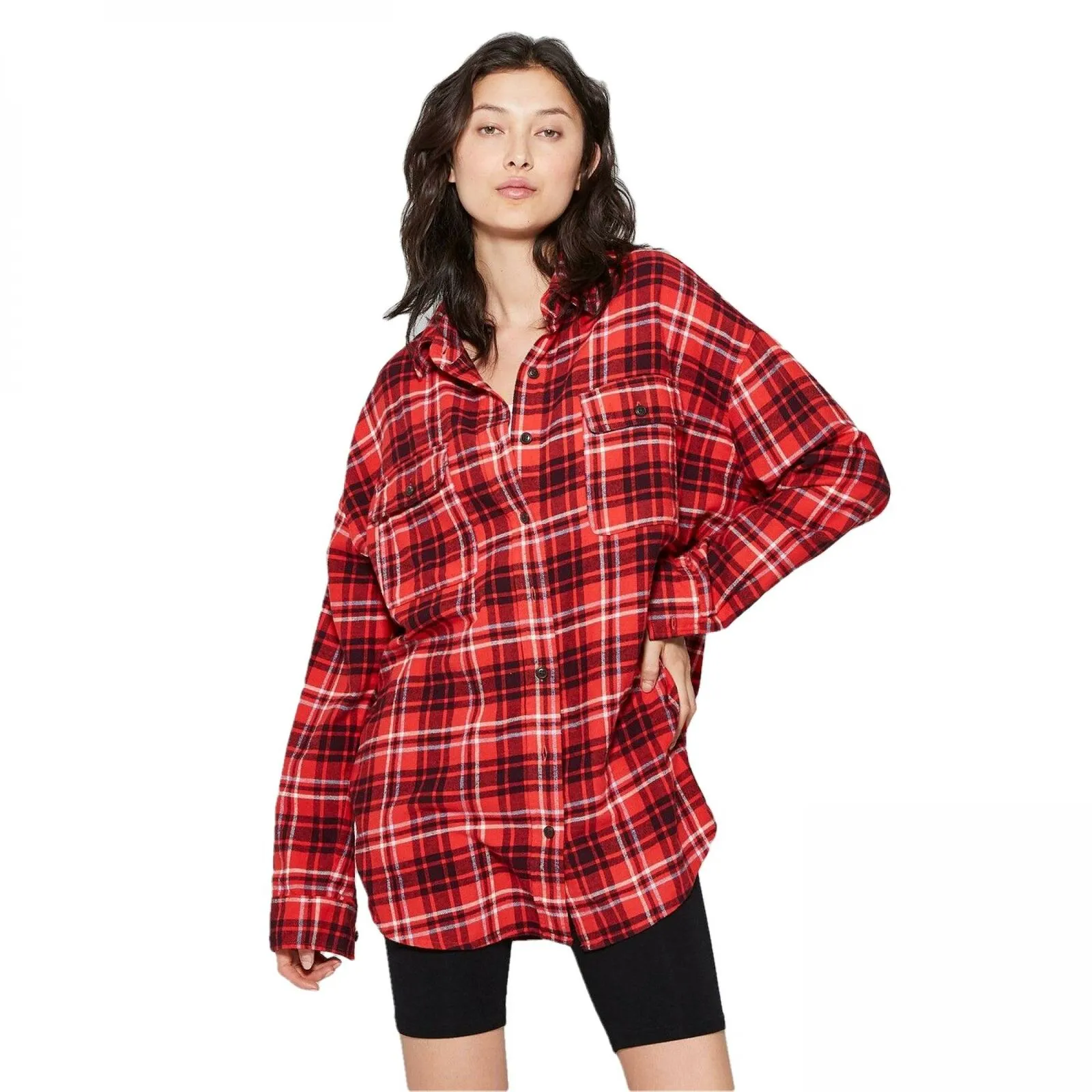 Wild Fable Women's Long Sleeve Oversized Button-Down Flannel Shirt