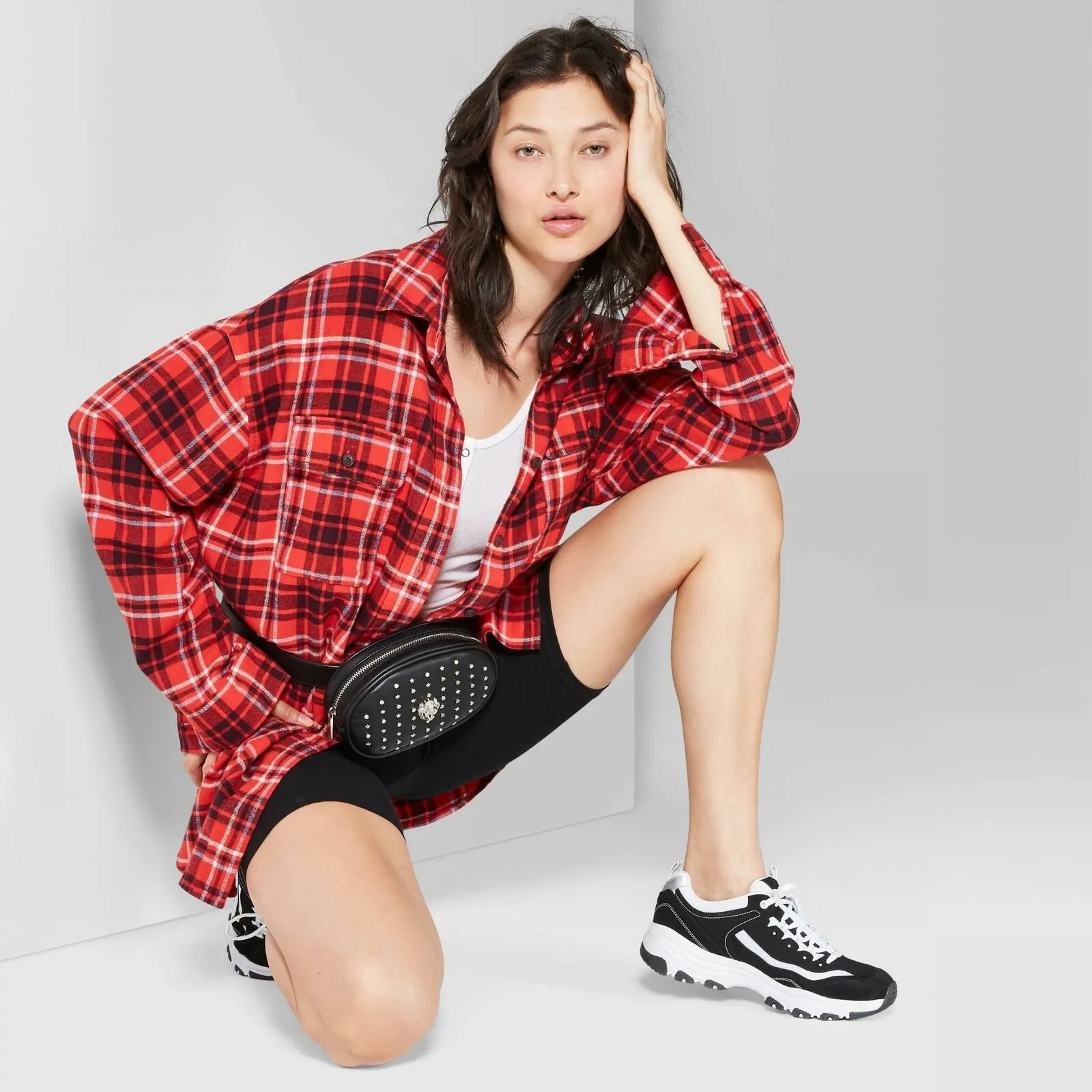 Wild Fable Women's Long Sleeve Oversized Button-Down Flannel Shirt