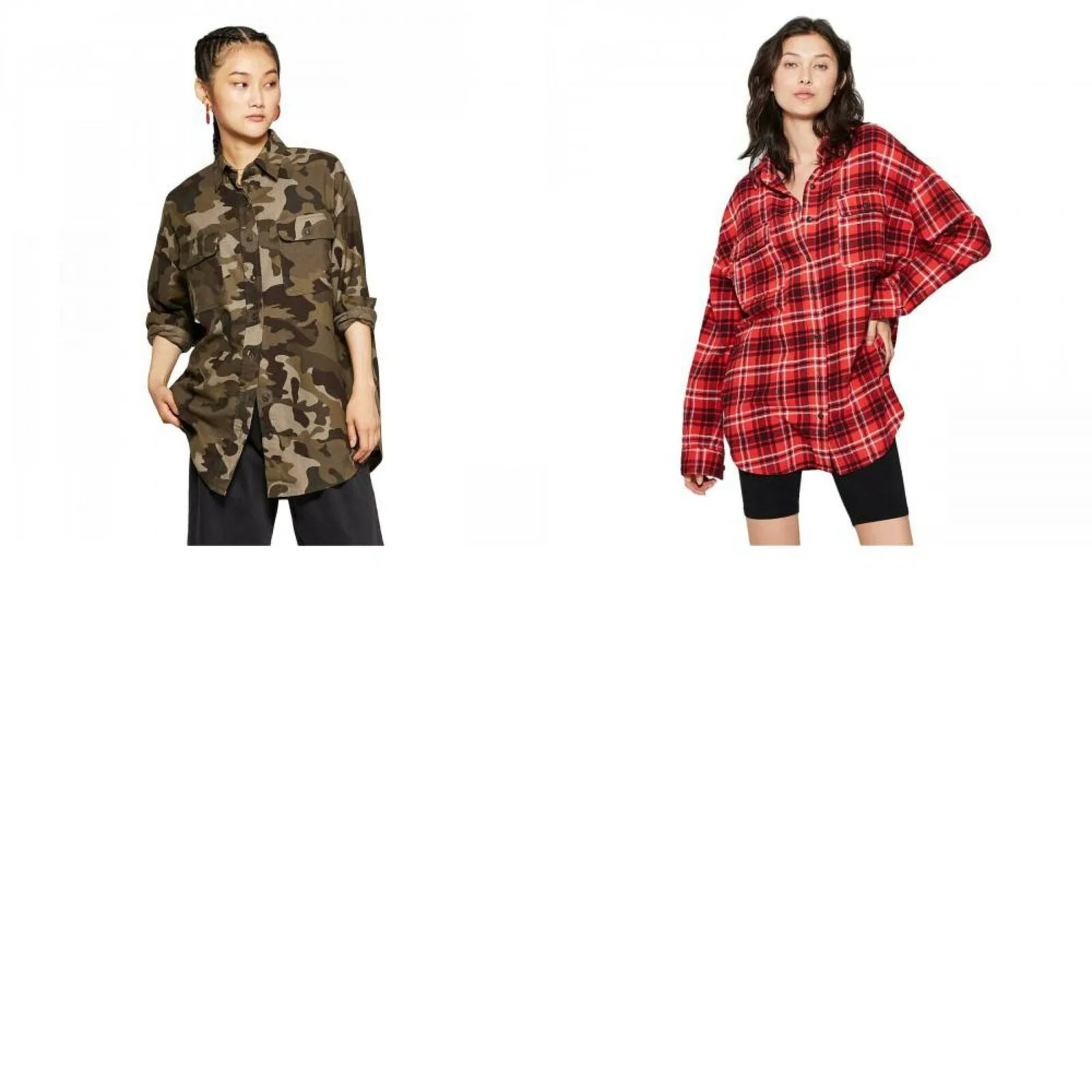 Wild Fable Women's Long Sleeve Oversized Button-Down Flannel Shirt