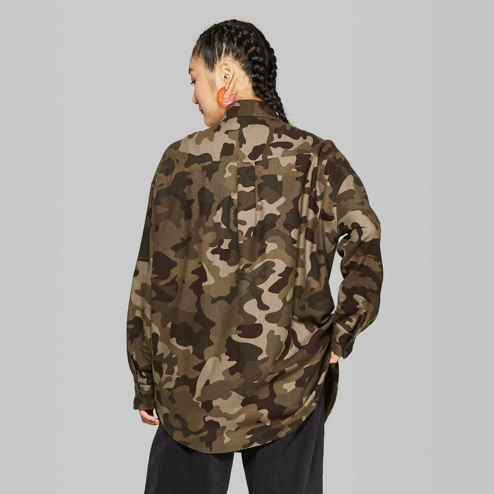 Wild Fable Women's Long Sleeve Oversized Button-Down Flannel Shirt