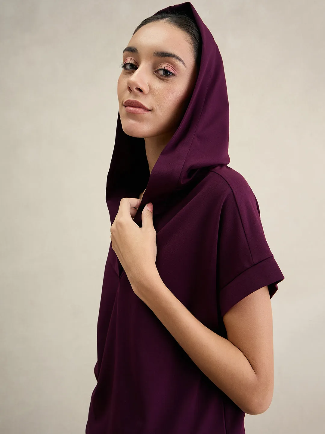 Wine Travel Hoodie With Straight Pant Co-Ord Set