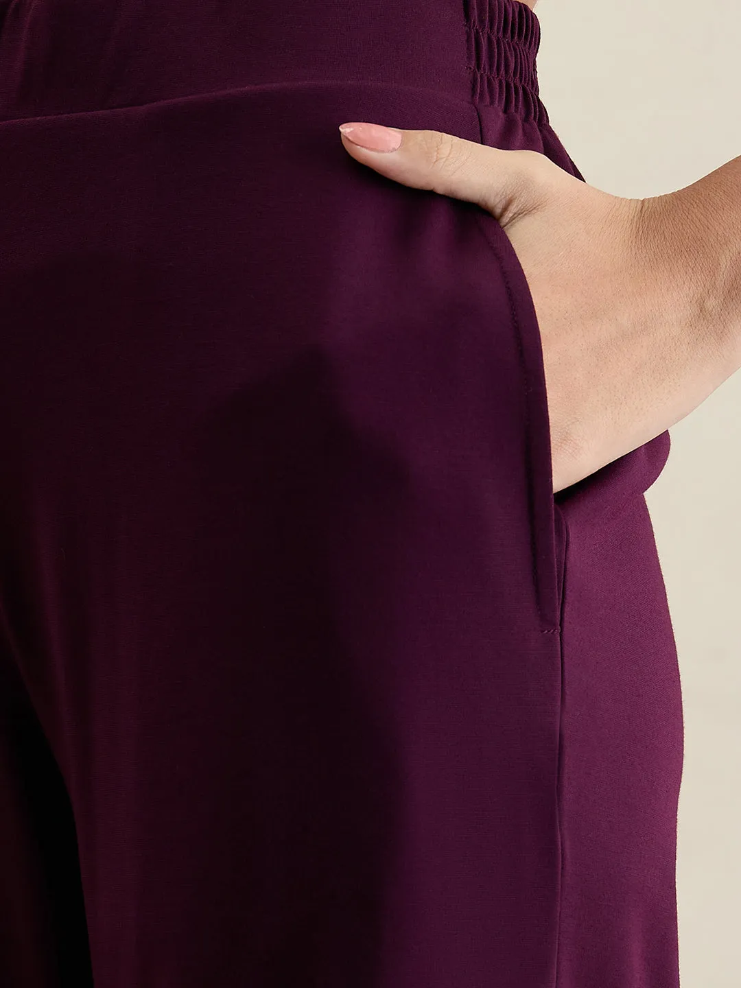 Wine Travel Hoodie With Straight Pant Co-Ord Set