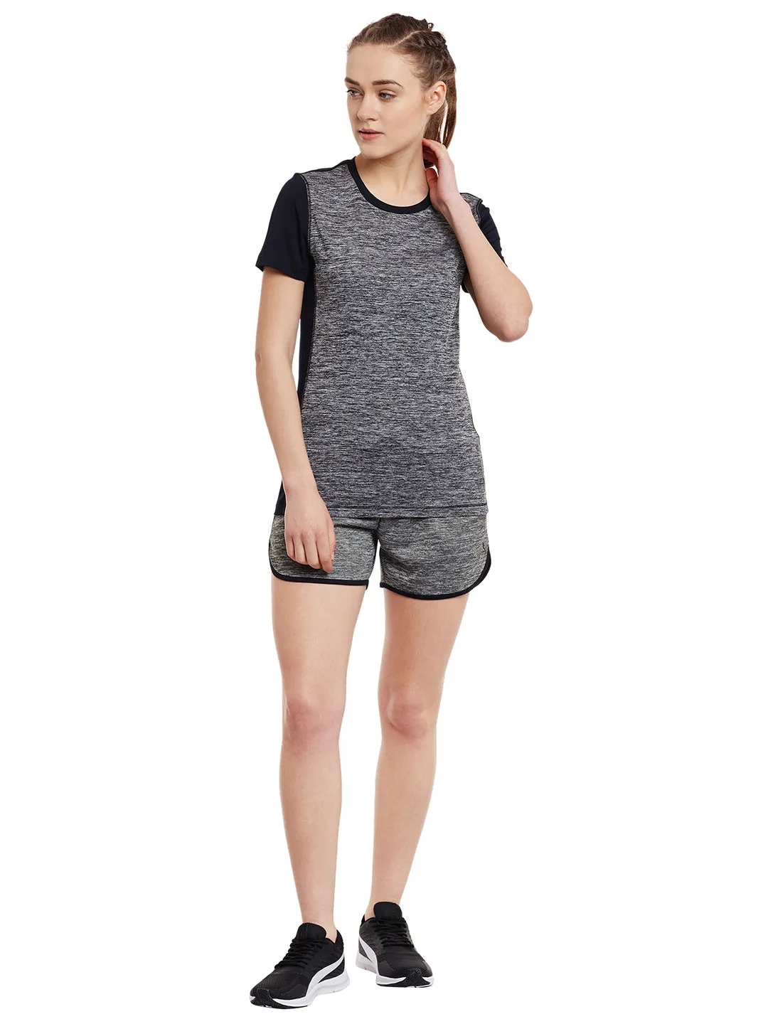 Women Black Solid Short