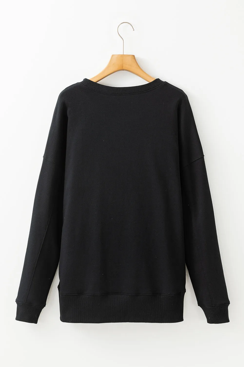 Womens Black Drop Shoulder Sweatshirt