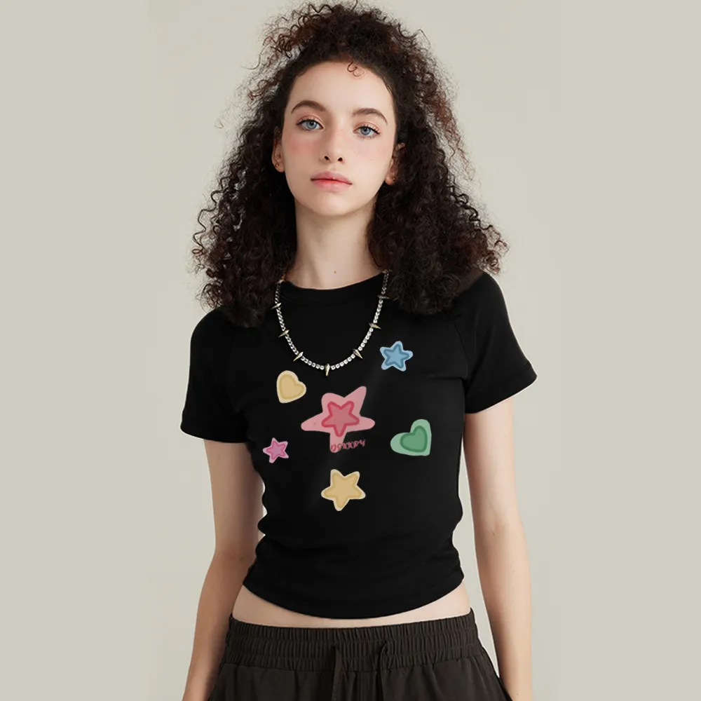 Women's Colorful Star Shorts T-Shirt