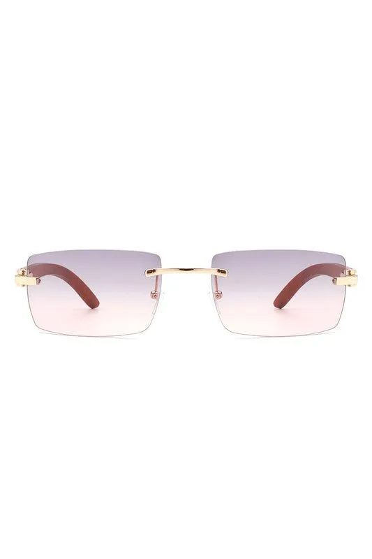 Women's Rectangle Rimless Retro Tinted Sunglasses