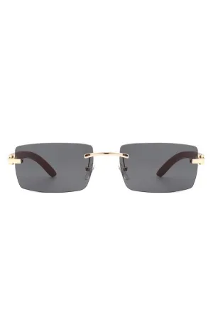 Women's Rectangle Rimless Retro Tinted Sunglasses