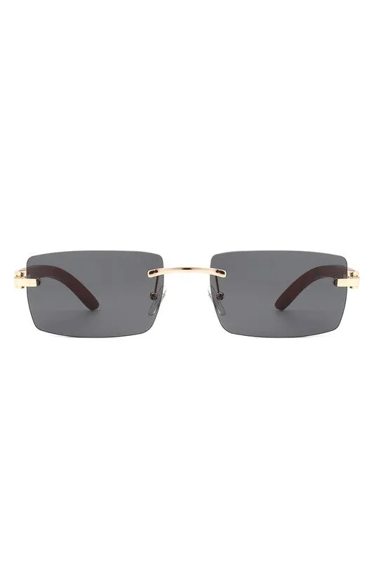 Women's Rectangle Rimless Retro Tinted Sunglasses