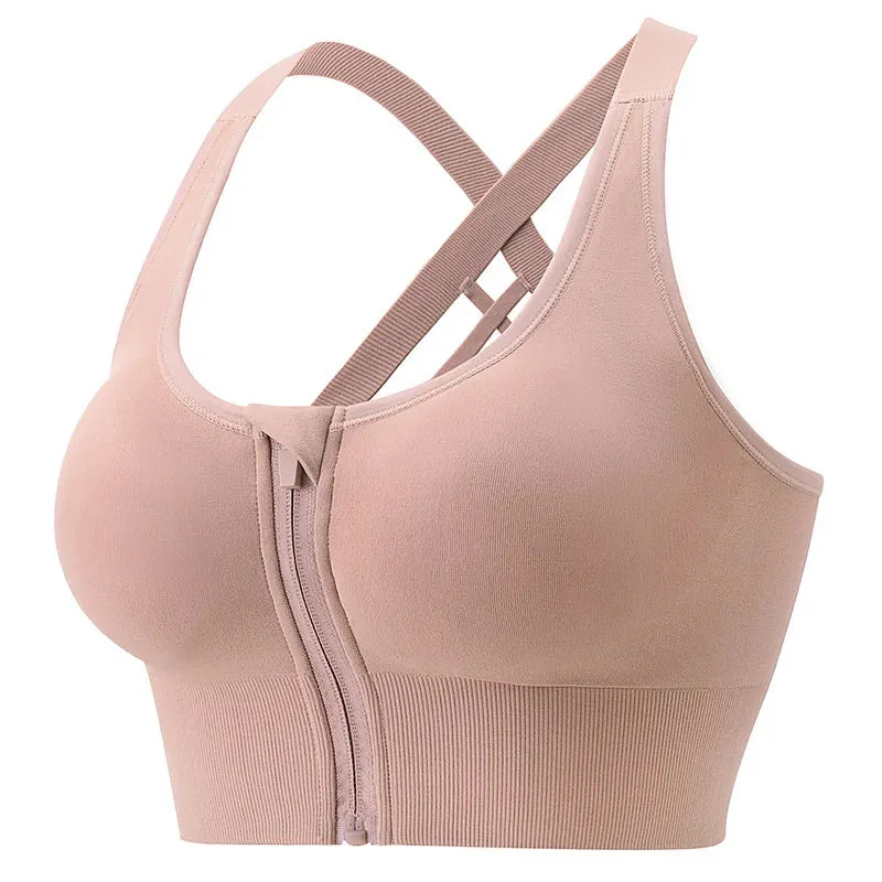Zipper Hook Gym Bra