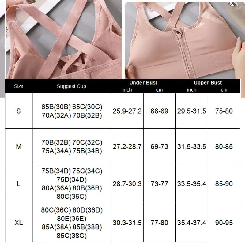Zipper Hook Gym Bra