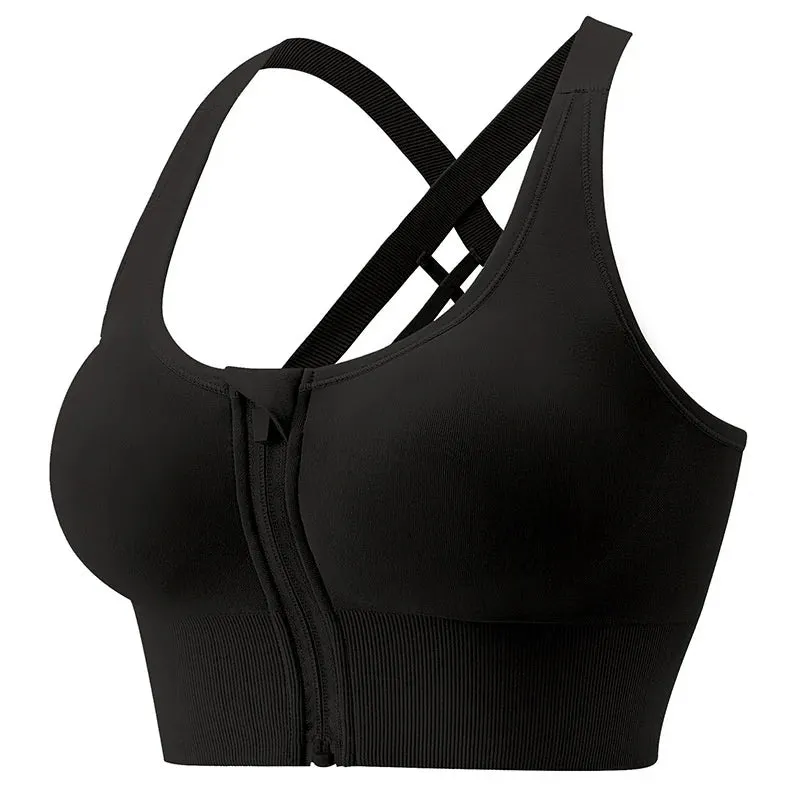 Zipper Hook Gym Bra